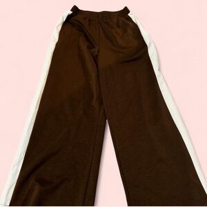 Brown and White Joggers with Elastic Waistband
